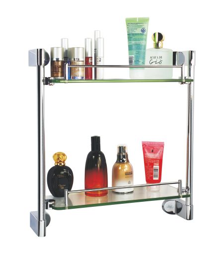 Jal Bath Fittings | Twin Rectangular Glass Shelf with Guard | Feni