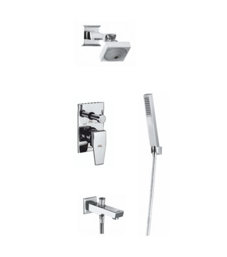 Jal Bath Fittings | Wall Mixer set with hand & overhead shower | Nalini