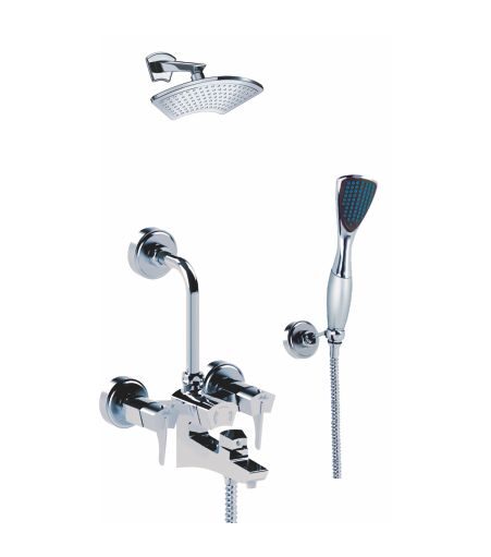Wall Mixer set with Elbow Coupling, Hand & Overhead Showers