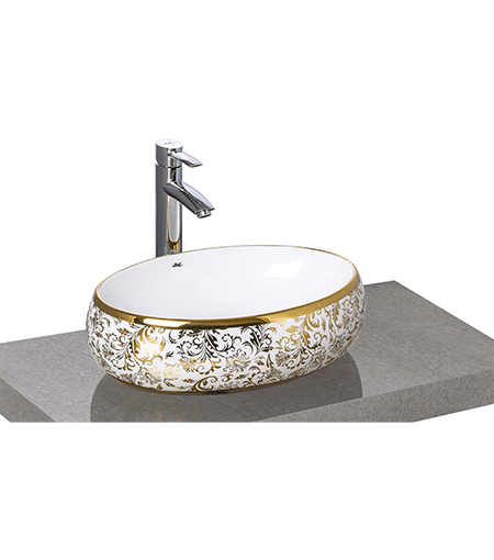 Jal Sanitary Wares | Table Top Art Basin Volta Floral Oval
